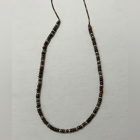 Brass Silver beaded long necklace - Picture 3 of 4